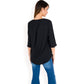Ruffle Front Blouse with 3/4 Split Sleeves