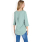 Ruffle Front Blouse with 3/4 Split Sleeves