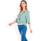 Ruffle Front Blouse with 3/4 Split Sleeves