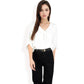 Ruffle Front Blouse with 3/4 Split Sleeves