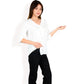 Ruffle Front Blouse with 3/4 Split Sleeves