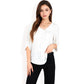 Ruffle Front Blouse with 3/4 Split Sleeves