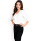 Ruffle Front Blouse with 3/4 Split Sleeves