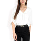 Ruffle Front Blouse with 3/4 Split Sleeves