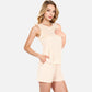 Women's Sleeveless Ribbed Lounge Set with Elastic Waist Shorts and Relaxed Fit