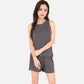 Women's Sleeveless Ribbed Lounge Set with Elastic Waist Shorts and Relaxed Fit