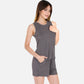 Women's Sleeveless Ribbed Lounge Set with Elastic Waist Shorts and Relaxed Fit