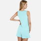 Women's Sleeveless Ribbed Lounge Set with Elastic Waist Shorts and Relaxed Fit