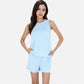 Women's Sleeveless Ribbed Lounge Set with Elastic Waist Shorts and Relaxed Fit