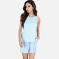 Women's Sleeveless Ribbed Lounge Set with Elastic Waist Shorts and Relaxed Fit