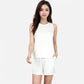 Women's Sleeveless Ribbed Lounge Set with Elastic Waist Shorts and Relaxed Fit