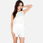Women's Sleeveless Ribbed Lounge Set with Elastic Waist Shorts and Relaxed Fit