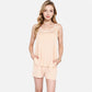 Women's Ribbed Lounge Set with Contrast Trim Sleeveless Top and Elastic Waist Shorts