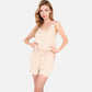 Women's Ribbed Lounge Set with Contrast Trim Sleeveless Top and Elastic Waist Shorts