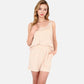 Women's Ribbed Lounge Set with Contrast Trim Sleeveless Top and Elastic Waist Shorts