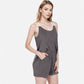 Women's Ribbed Lounge Set with Contrast Trim Sleeveless Top and Elastic Waist Shorts