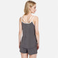 Women's Ribbed Lounge Set with Contrast Trim Sleeveless Top and Elastic Waist Shorts
