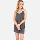 Women's Ribbed Lounge Set with Contrast Trim Sleeveless Top and Elastic Waist Shorts