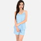 Women's Ribbed Lounge Set with Contrast Trim Sleeveless Top and Elastic Waist Shorts
