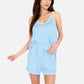 Women's Ribbed Lounge Set with Contrast Trim Sleeveless Top and Elastic Waist Shorts