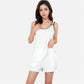 Women's Ribbed Lounge Set with Contrast Trim Sleeveless Top and Elastic Waist Shorts