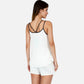 Women's Ribbed Lounge Set with Contrast Trim Sleeveless Top and Elastic Waist Shorts
