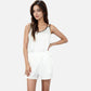 Women's Ribbed Lounge Set with Contrast Trim Sleeveless Top and Elastic Waist Shorts