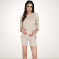 Ribbed Knit Lounge Set with 3/4 Sleeve Top and Fitted Shorts