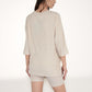 Ribbed Knit Lounge Set with 3/4 Sleeve Top and Fitted Shorts
