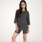 Ribbed Knit Lounge Set with 3/4 Sleeve Top and Fitted Shorts