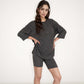 Ribbed Knit Lounge Set with 3/4 Sleeve Top and Fitted Shorts