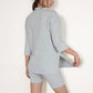 Ribbed Knit Lounge Set with 3/4 Sleeve Top and Fitted Shorts