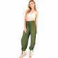 Relaxed Fit Drawstring Hem Pants with Elastic Waist
