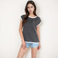 Sleeveless Striped Knit Top with Contrast Trim and Chest Pocket Detail