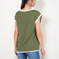 Sleeveless Striped Knit Top with Contrast Trim and Chest Pocket Detail