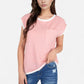 Sleeveless Striped Knit Top with Contrast Trim and Chest Pocket Detail