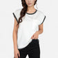 Sleeveless Striped Knit Top with Contrast Trim and Chest Pocket Detail