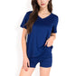 V-Neck Relaxed Two-Piece Lounge Set with Shorts