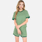 Lounge Women's Striped Lounge Set with Cuffed Short Sleeve Top and Elastic Waist Shorts