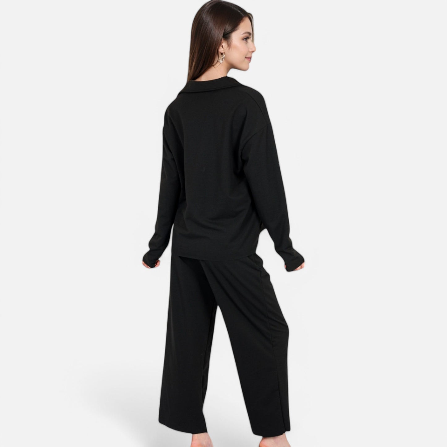 Women's Relaxed Fit Pullover and Wide Leg Lounge Pants Set