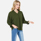 V-Neck Blouse with 3/4 Lantern Sleeves and Ruffle Cuffs