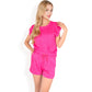 Sleeveless Two-Piece Lounge Set with Rolled Hem Shorts