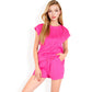 Sleeveless Two-Piece Lounge Set with Rolled Hem Shorts