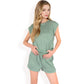 Sleeveless Two-Piece Lounge Set with Rolled Hem Shorts