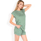Sleeveless Two-Piece Lounge Set with Rolled Hem Shorts