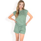 Sleeveless Two-Piece Lounge Set with Rolled Hem Shorts