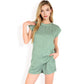 Sleeveless Two-Piece Lounge Set with Rolled Hem Shorts