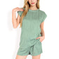 Sleeveless Two-Piece Lounge Set with Rolled Hem Shorts