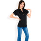 Short Sleeve Button Front V-Neck Shirt