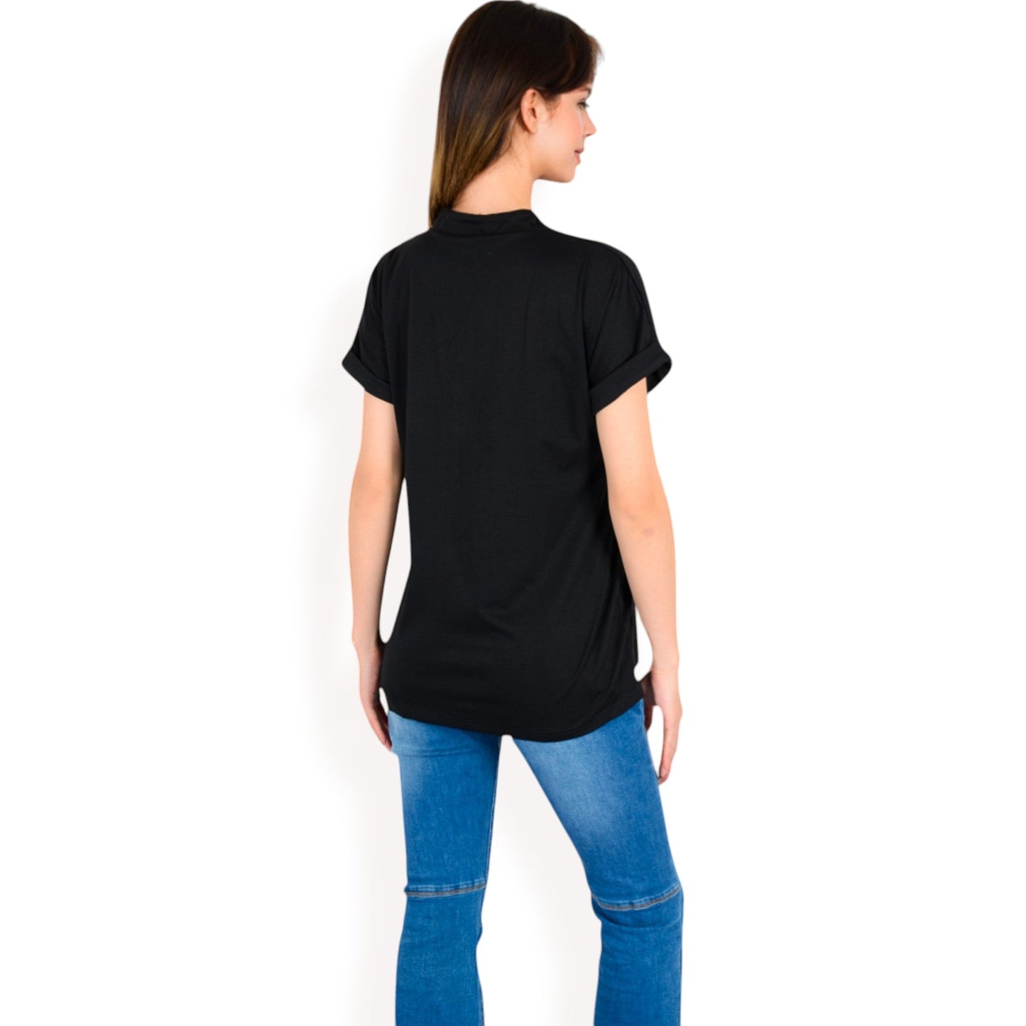 Short Sleeve Button Front V-Neck Shirt